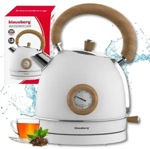 Elektriskais tējkanna Klausberg KB-9007, 1,8 l tilpums, iebūvēts termometrs, retro dizains