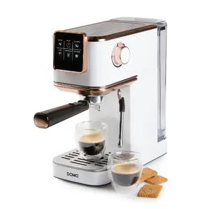 Espresso automāts Domo DO746K pusautomātisks, 1,1 L tvertne, balts/rožu zelts, kapsulas/maisījums/malta kafija
