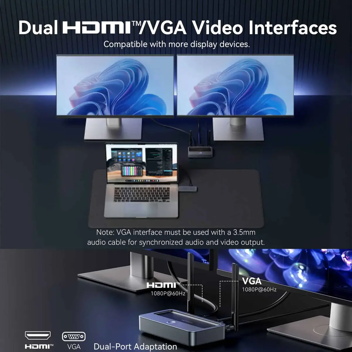 Vention ADTH0 Wireless HDMI to HDMI and VGA Transmitter and Receiver Photo 6