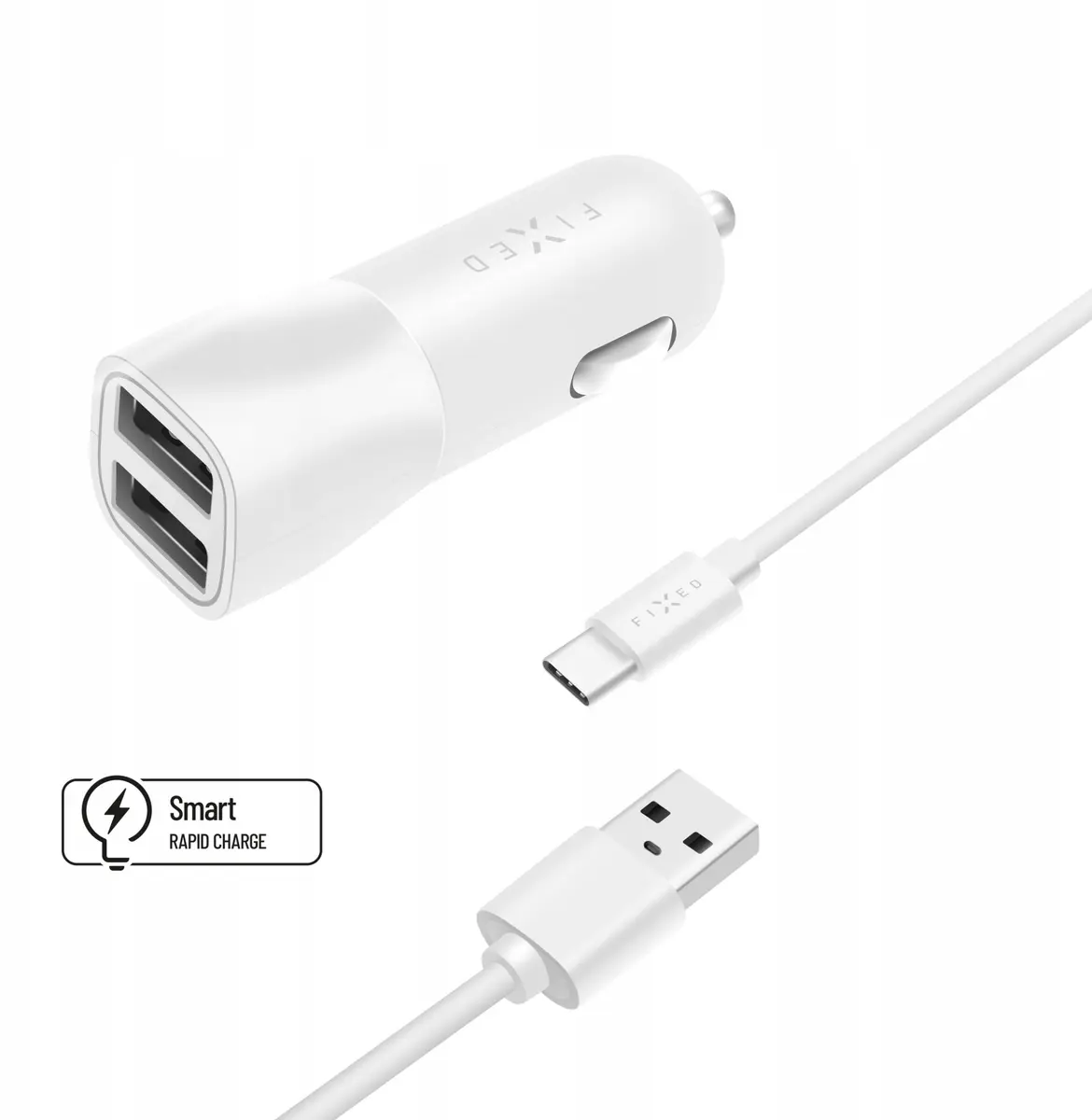Automašīnas lādētāja komplekts FIXED FIXCC15-2UC-WH ar