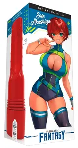Masturbators Fleshlight Evie Akashiya Sho Akuma — Superskin uzgalis, kopējais garums 25 cm, ciešs elastīgs iekšējais Ø, sarkans laternas korpuss