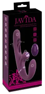 Strapless Strap-On Flic double vibrator, Javida — total length 23.5 cm, insertable 9.5/13.5 cm, silicone/ABS, rechargeable