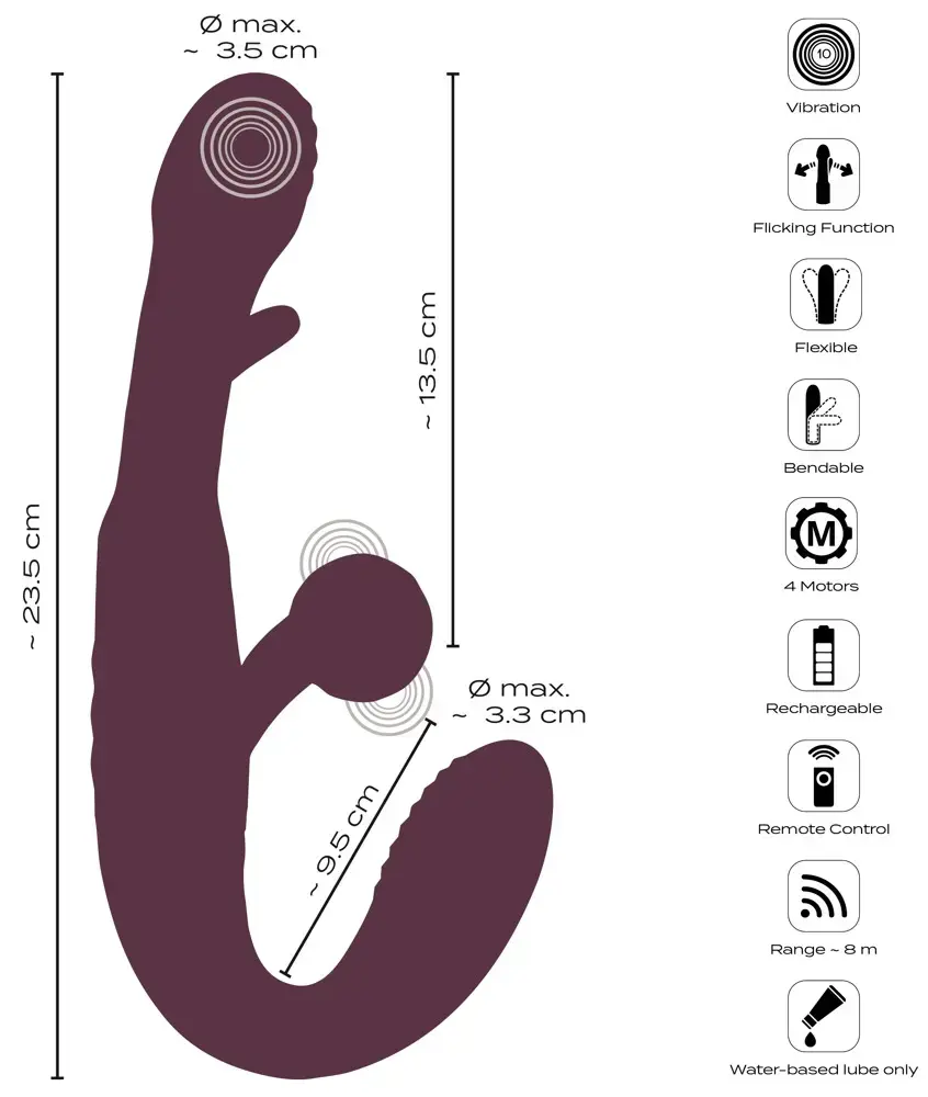 Javida Strapless Strap-On Flic dubultvibrators Photo 11