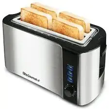 Toaster Arendo EC/681550881 — stainless steel long-slot, 4-slice, white/red