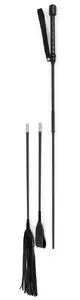 Bad Kitty Crop Set — 4-piece fibreglass handle with 3 interchangeable attachments: flogger, crop, cane; handle 38 cm, tip Ø 0.7 cm
