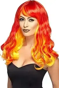 Wig — Nenurodyta Smiffys Devil Flames Wig Red, short synthetic Halloween costume wig