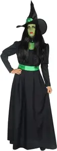 Witch Costume with Hat Nenurodyta Foxxeo Black Green, Women sizes M–4XL, customer return