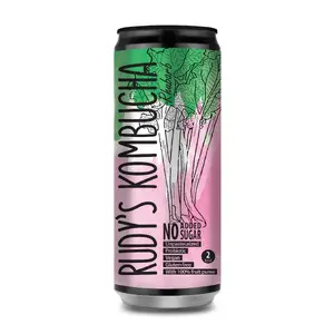 Напиток Rudy's Kombucha Ревень без сахара в банке 0,33 л
