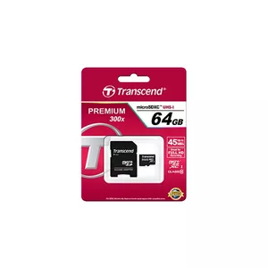 Flash Memory Transcend 64GB MicroSDXC Class 10 Adapter