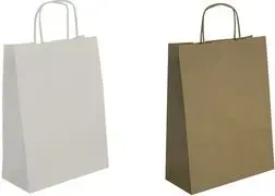 Paper carrier bag agipa model 101852 — small kraft paper, brown exterior, natron-colored interior, with carrying cord, 1 piece