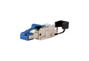 Полевая вилка RJ45 MetzConnect 40G pro, штекер (мужской), совместима с Cat.8.1, синяя, 13.8×49.8×16.5 мм, упаковка 10 шт.