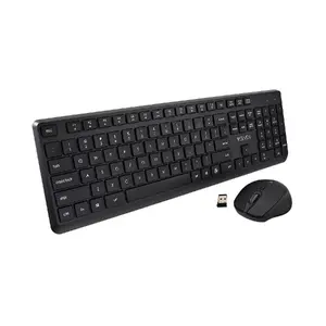 Bevielu klaviatūras un peles komplekts v7 videoseven CKW350US — pilna izmēra 100% QWERTY, RF bezvadu, 106 taustiņi, melns