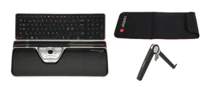 Contour Design RollerMouse Red Plus WL Travel Kit — wireless roller mouse with full-size keyboard form factor, RF wireless, wrist rest, black, includes mouse
