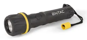 Hand flashlight ENTAC Flashlight 2AA Plastic, LED 3×1W, IP44, AA batteries, 149×38.5×25 mm, black