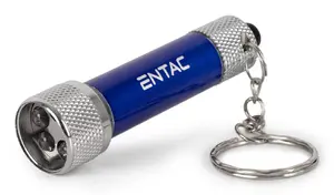 Keychain flashlight ENTAC EFL-5LED-KC — 5 LED, aluminium housing, IP44, LR44 batteries, 68.5×18×13.5 mm, blue