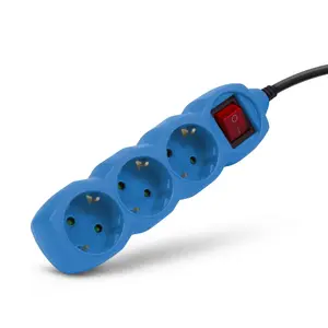 Удлинитель ENTAC S1 Color — 3 розетки с выключателем, 1.5 м, Type F, синий