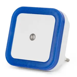 Plug-in night light ENTAC ENL-CS-0.5W-DSB — LED 0.5W, square, cold white/blue, 220–240V, plastic housing