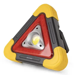 ENTAC Warning Light COB Rechargeable Solar Powered, triangular freestanding safety beacon, 186×40×167 mm, red/yellow/orange