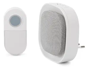 Doorbell AC Plug-in with Nightlight, ENTAC EDB-AC-44-L — wireless, IP20/44, 220–240V, CR2032 transmitter, range 150 m, white