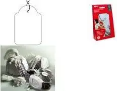 Label tag agipa Warenauszeichner 13 x 20 mm with white thread, rounded corners, for hand labeling, 1 pc