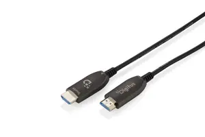 Digitus HDMI AOC hibrīda optiskās šķiedras kabelis 100 m UHD 8K HDMI 2.1 vīrietis-vīrietis melns