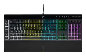 Клавиатура CORSAIR K55 RGB PRO — полноразмерная проводная игровая клавиатура, раскладка AZERTY, RGB-подсветка, подставка для запястий, черный