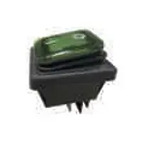 Rocker switch Bachmann 924.176 — 2P, 250 V AC, 16 A, black/green