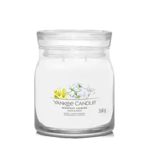 Vaska svece cilindrs Selsey Yankee Candle Midnight Jasmine — augstums 120 mm, diametrs 90 mm, balta, jasmīna aromāts