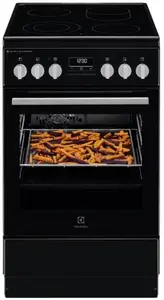 Electric stove and oven Bosch LKR564275K — freestanding black, electric cooktop and electric oven