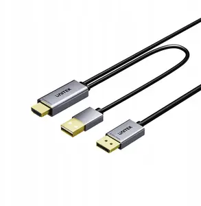 HDMI to DisplayPort cable Unitek V1714AGY01 — 4K@60Hz, HDR, USB-A power, 1.8 m
