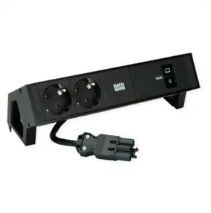 Power module Bachmann DESK2 with 2x CEE7/3 sockets and USB, 100W USB C/C, GST18 0.2m, black