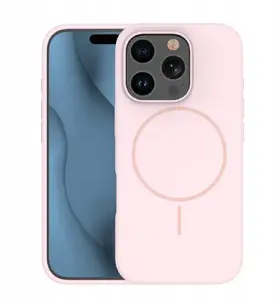 Силиконовый тонкий чехол Mag для iPhone 15 Pro Max 6,7" от Etteri — светло-розовый