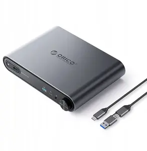 Docking station/replikator ORICO PTM1-GY-EP USB-C with M.2 NVMe/SATA enclosure, 3.5mm audio, RJ45, HDMI 4K@60Hz, PD 100W