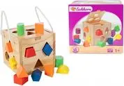 Wooden Shape Sorting Cube Eichhorn for toddlers, multicolour, recommended age 1+ years
