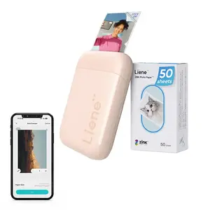 Pārnēsājams fotoprinteris Liene Pearl 2x3" rozā — kompakts mobilais tūlītējas drukas printers