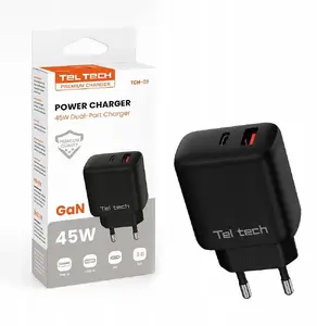 Sienas lādētājs Teltech TCH-03 GaN USB Type-C 45W melns