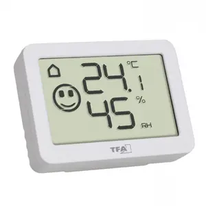 Indoor electronic hygrometer/psychrometer TFA 30.5055.02 — digital display, white, 55×40×15 mm, 1.5 V battery