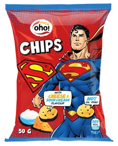 Snack chips OHO SUPERMAN 50g — cheese and sour cream flavor