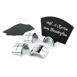Table card holder set Tomgast PL60TF-022 — stainless steel/plastic, 4×2.5 cm slots, 6 pcs with 12 cards