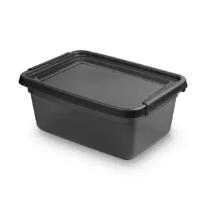 Storage Box Newill 12.5L, 28×38×16 cm, with Lid, Black, Plastic
