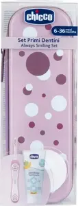 Baby toothbrush and toothpaste set CHICCO 175536 for 6–36 months with case, lavender