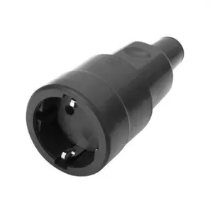 Power plug coupling Bachmann Vollgummikupplung CEE7/3 IP44 VDE with detachable strain relief, black
