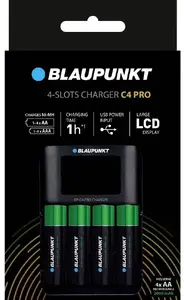 Battery charger BLAUPUNKT C4 PRO LCD with 4×AA 2000 mAh rechargeable batteries