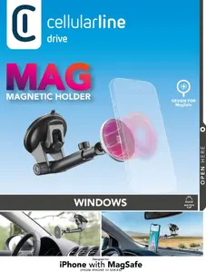 Пассивный автомобильный держатель для смартфона Cellularline Touch Mag Suction Cup — чёрный