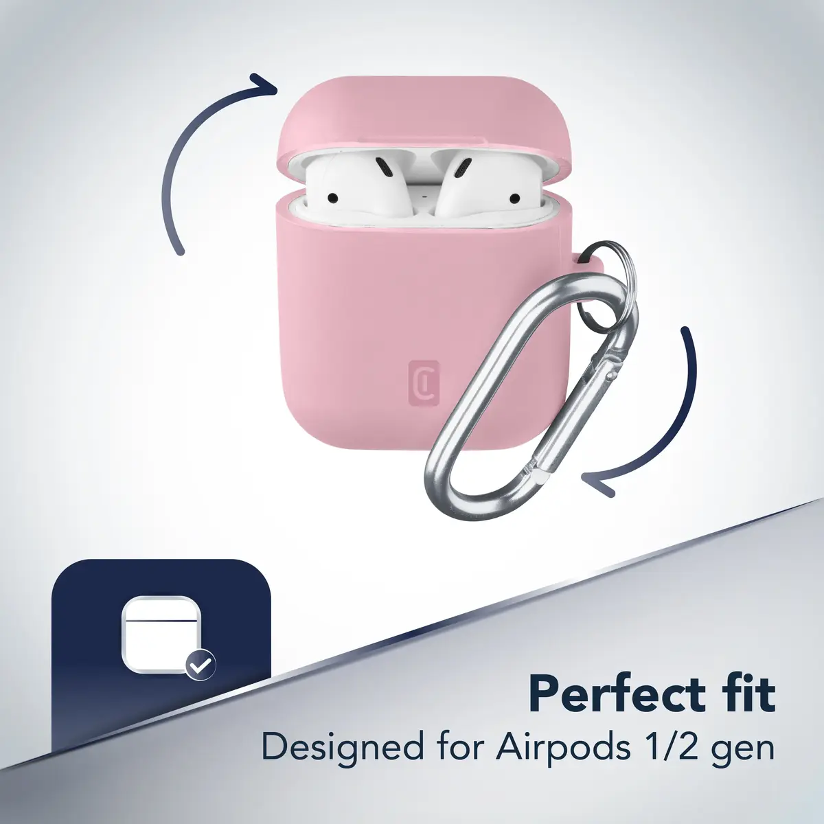 AirPods 1 & 2 silikona maciņš ar āķi — Cellularline Bounce Photo 2