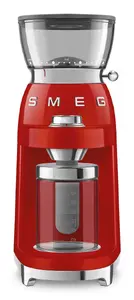 Burr coffee grinder Smeg CGF03RDEU, conical burr, 150 W, 240 g bean capacity, red