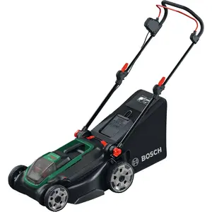 Cordless lawnmower Bosch Rotak18V2-43 36V (2x18V) with 2×4.0Ah Li‑ion batteries, green/black, 43 cm cut