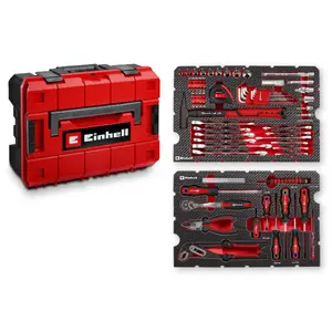 Ящик для инструментов Einhell-KWB E-Case с универсальным набором 80 предметов (черно-красный)