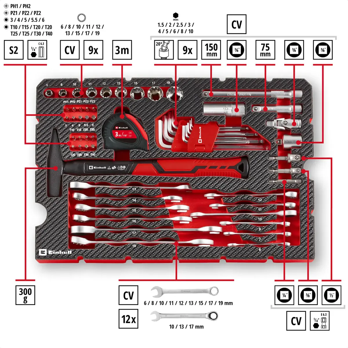 Einhell-KWB E-Case набор 80 предметов Photo 2