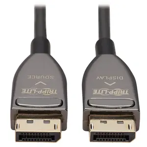 Aktīvais optiskais DisplayPort kabelis 8K 60Hz, EATON Tripp Lite P580F3-30M-8K6, 30 m, CL3, ar fiksējošiem savienotājiem, melns